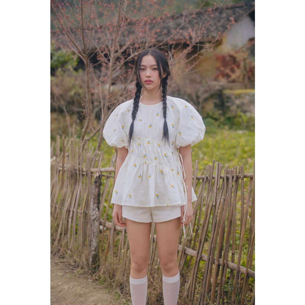 Áo OLV kiểu nữ suông tay bồng Babydoll Puff Sleeve Shirt nhiều màu dễ thương trẻ trung | BigBuy360 - bigbuy360.vn