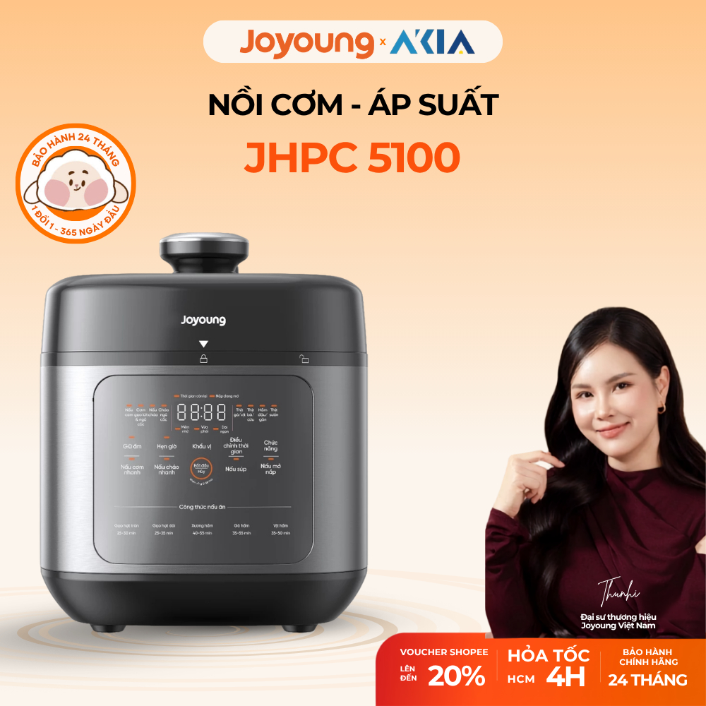 Nồi cơm áp suất đa năng Joyoung JHPC-5100 - Dung tích 5L (nấu cơm 1.8L), Công suất 900W