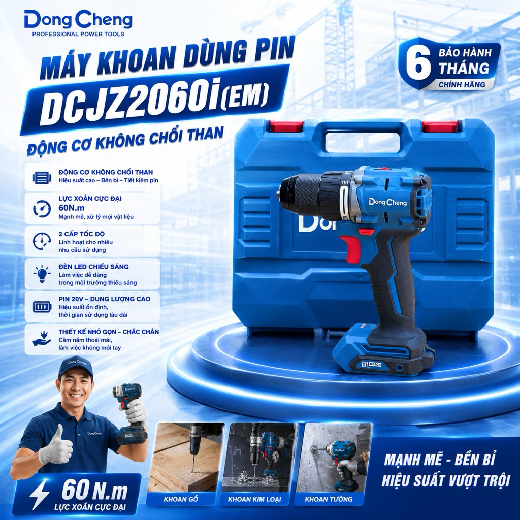 Máy khoan dùng pin - DCJZ2060i(EM) Động cơ không chổi than