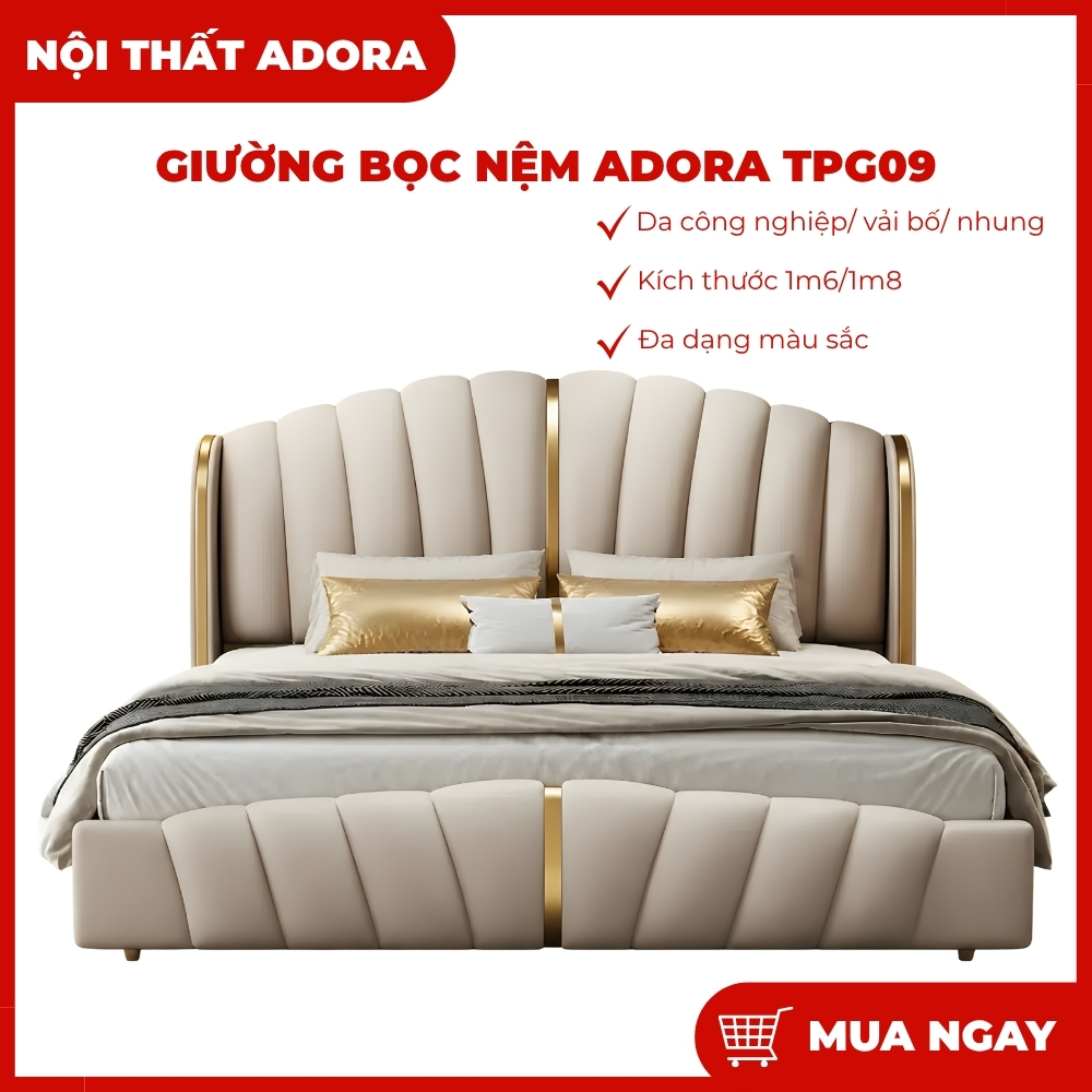 Giường Ngủ Bọc Nệm Da 1m6x2m - 1m8x2m|  ADORA TPG09