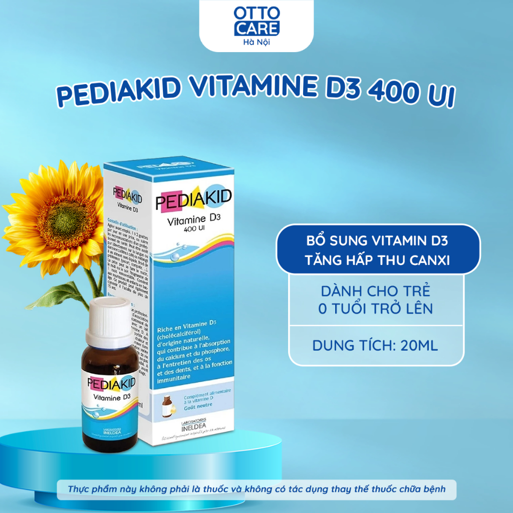 PEDIAKID VITAMIN D3 20ML – BỔ SUNG VITAMIN D3, HỖ TRỢ TĂNG HẤP THU CANXI CHO TRẺ
