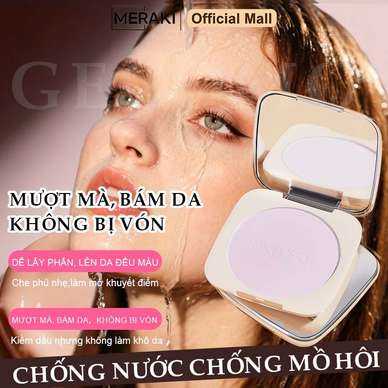 Phấn phủ nén kiềm dầu GECOMO Compact Powder, chống nước, che phủ hoàn hảo, tặng kèm bông phấn
