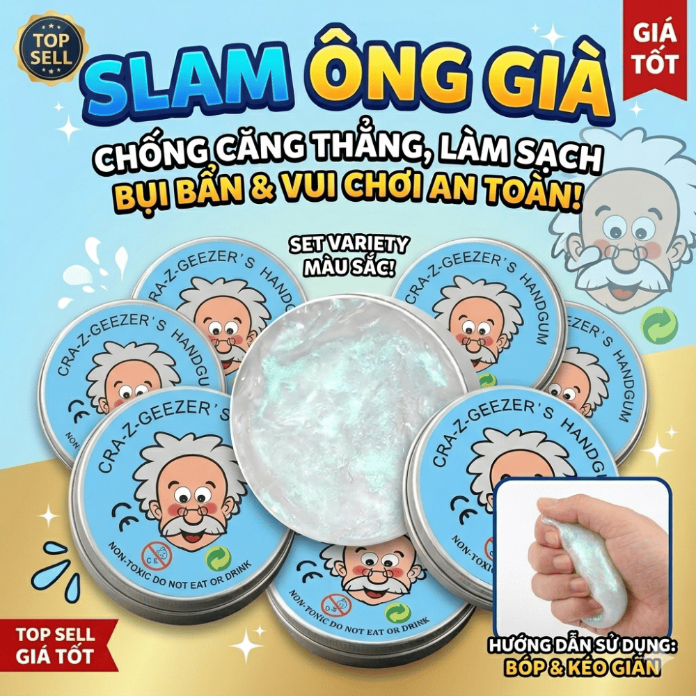 Slime Slam Ống Già Cao Cấp Dẻo Mịn - Đồ Chơi Slime Giảm Stress Nhiều Màu Sắc Trong Suốt Lấp Lánh