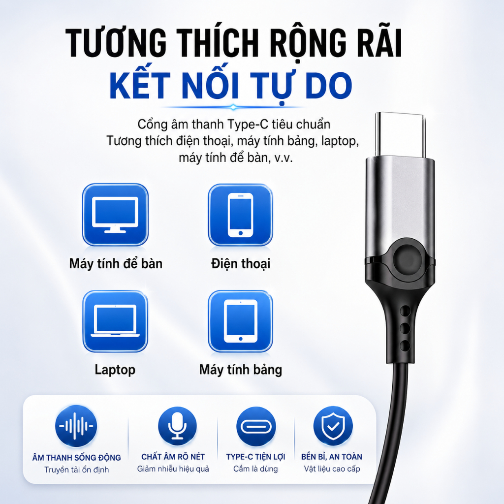 Tai Nghe Có Dây TRIPMATE C02 Jack Type C, Âm Thanh HIFI Sống Động, Mic Đàm Thoại Rõ Nét, Chống Rối | BigBuy360 - bigbuy360.vn