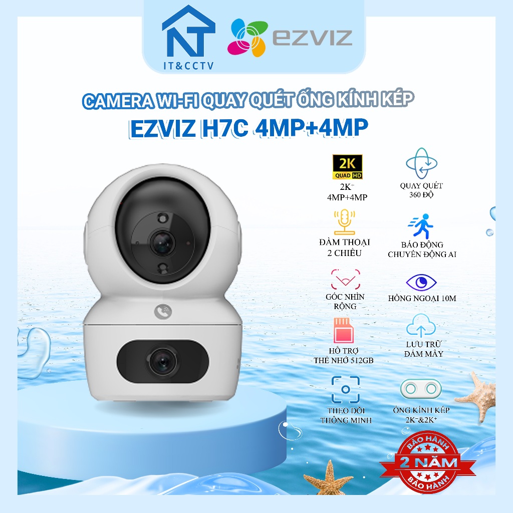 [EZVIZ Chính Hãng] Camera WiFi Quay Quét EZVIZ H7c Dual 2K+ & 2K+ – Camera Ống Kính Kép Toàn Cảnh,Th