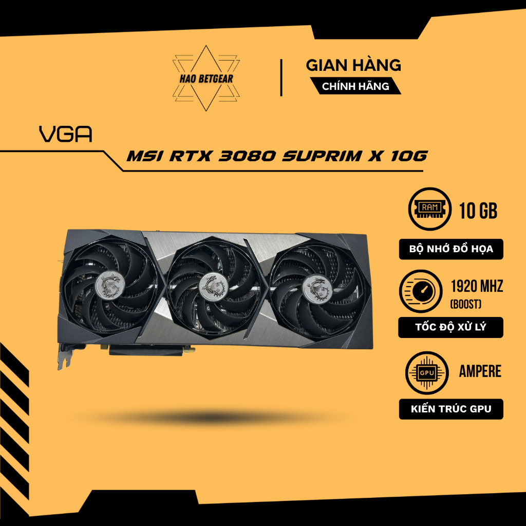 VGA Card màn hình MSI RTX 3080 SUPRIM X 10G - Đẳng cấp Flagship, hiệu năng đỉnh cao, 3 Fan tản nhiệt