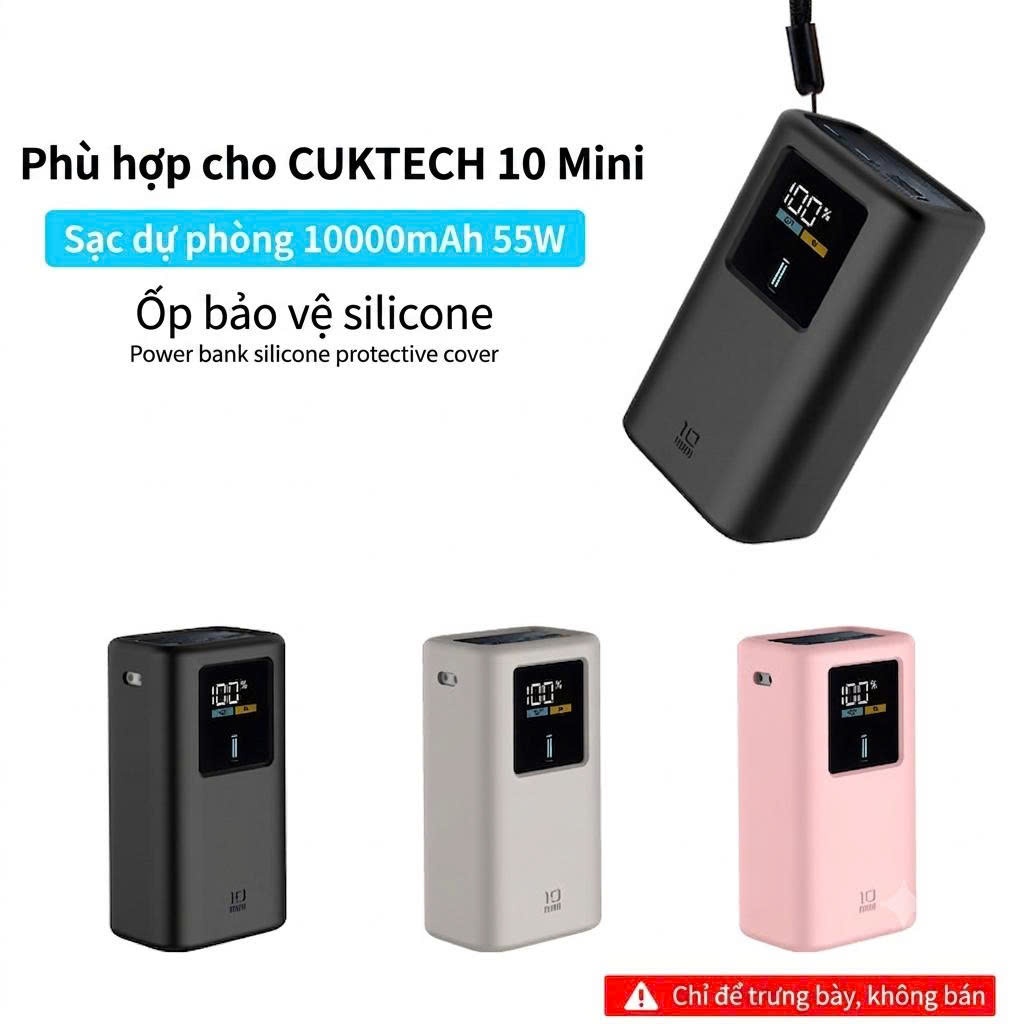 Ốp Bảo Vệ Silicon Cho Cuktech 10 Mini 10000mAH 55W (Pb1055)  – Ốp Silicon Mềm Chống Trầy, Chống Va Đ