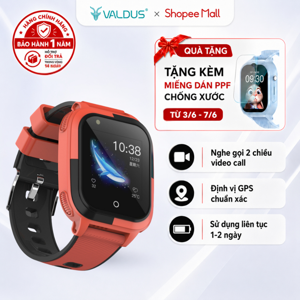 Đồng hồ thông minh trẻ em Valdus MF56 Kid4G gọi videocall định vị chính hãng bảo hành 1năm