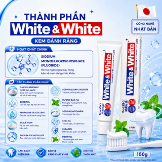 Kem đánh răng White And White Lion Nhật Bản 150g hỗ trợ răng trắng sáng, chắc khoẻ, hơi thở thơm mát