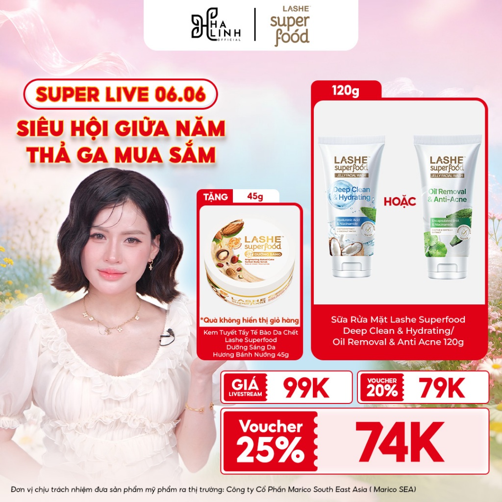 [VHL x LASHE SUPERFOOD] Sữa Rửa Mặt Deep Clean&Hydrating/Oil Removal&Anti Acne 120G + Tặng Kem Tuyết Tẩy Tế Bào Chết 45G