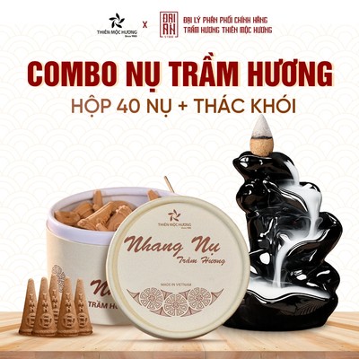 Nụ trầm hương khói ngược Thiên Mộc Hương - Trầm tự nhiên 12 năm tặng kèm thác khói