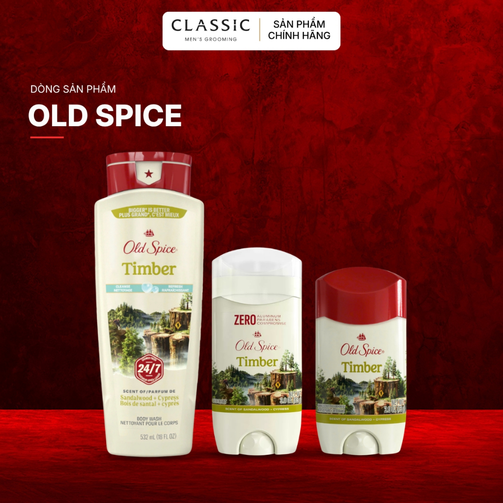 Lăn khử mùi - sữa tắm Nam Old Spice Timber