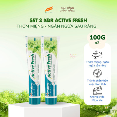 Set 2 kem đánh răng thảo mộc giúp hơi thở thơm mát Himalaya Active Fresh 100g x2