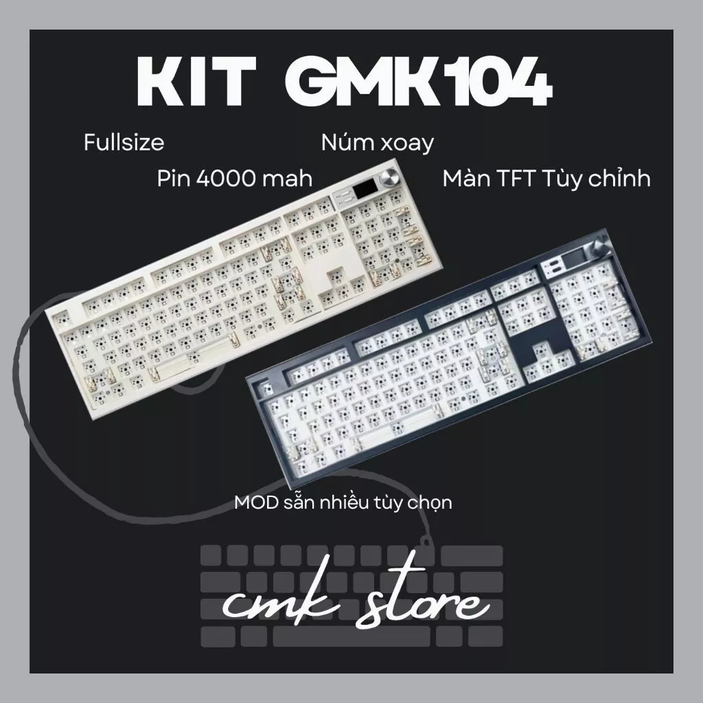 Kit Custom Bàn Phím Cơ Fullsize - Zouya GMK104 - Có Cả Màn Hình Tùy Chỉnh và Núm Xoay