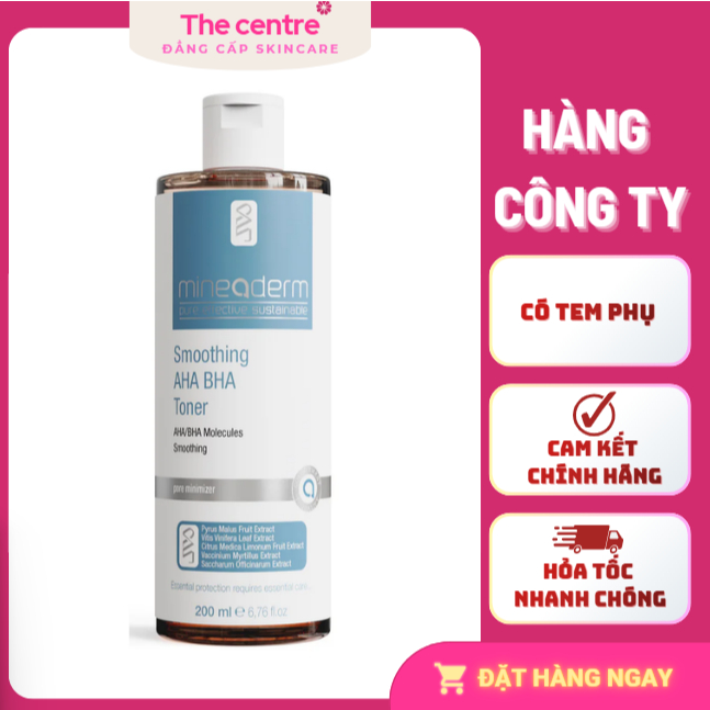 [hàng cty] Mineaderm Smoothing AHA BHA Toner – Nước Hoa Hồng AHA BHA Tẩy Tế Bào Chết, Sạch Da