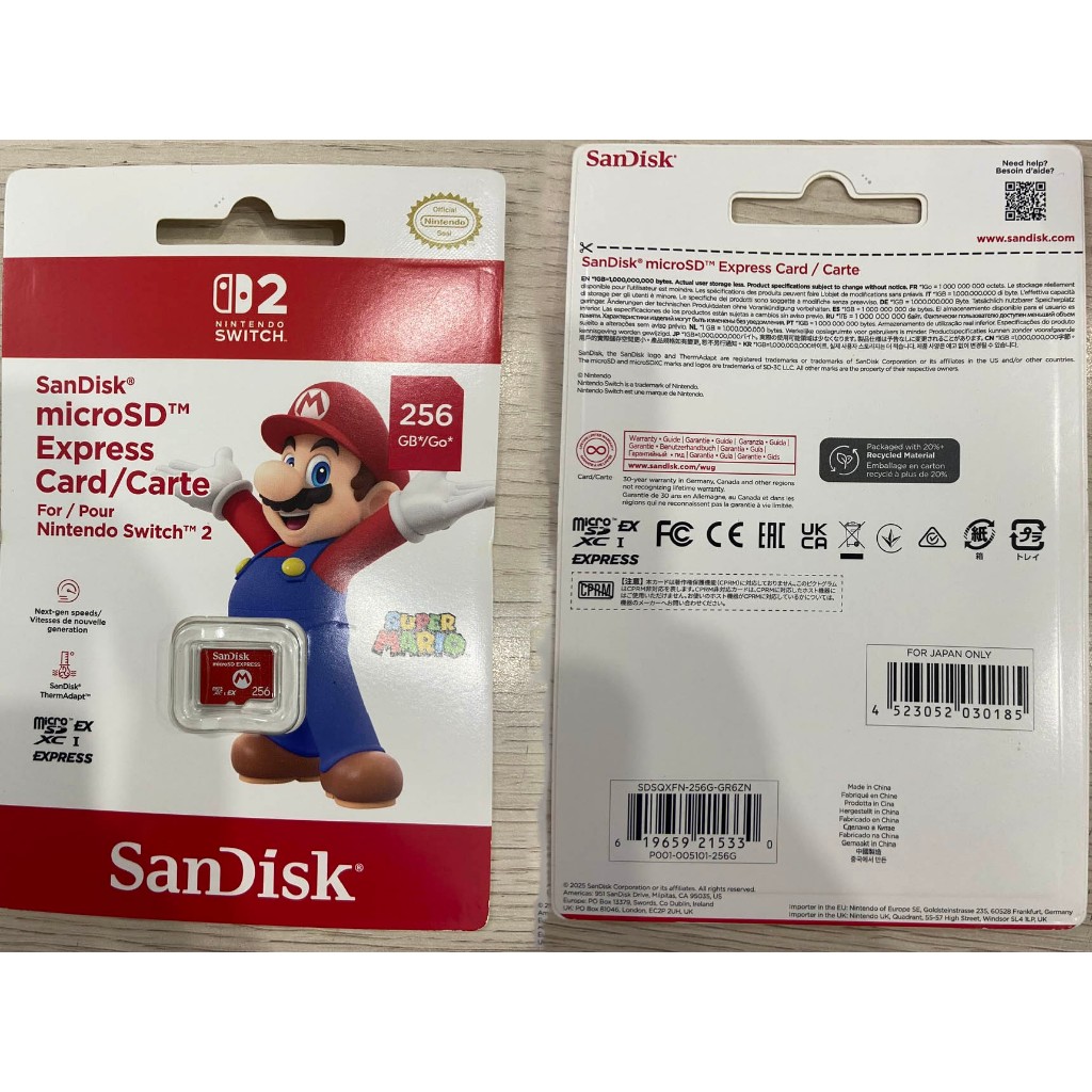 Thẻ nhớ MicroSDXC Sandisk Express 256GB chuyên dụng cho máy for Nintendo Switch 2 (Đỏ)
