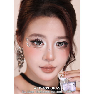 [6M] Lens Kính áp tròng 439 Gray JOLLY STORE lens mắt mèo kim cương viền đen giãn vừa 14.2mm LUNA EYES
