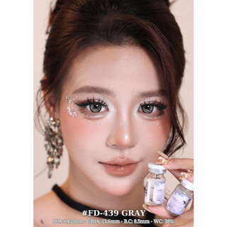 [6M] Lens Kính áp tròng 439 Gray JOLLY STORE lens mắt mèo kim cương viền đen giãn vừa 14.2mm LUNA EYES