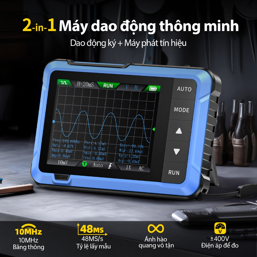 Fnirsi Oscilloscope Compact Handheld Digital Portable Oscilloscope DSO-510 Multifunction Signal Gene