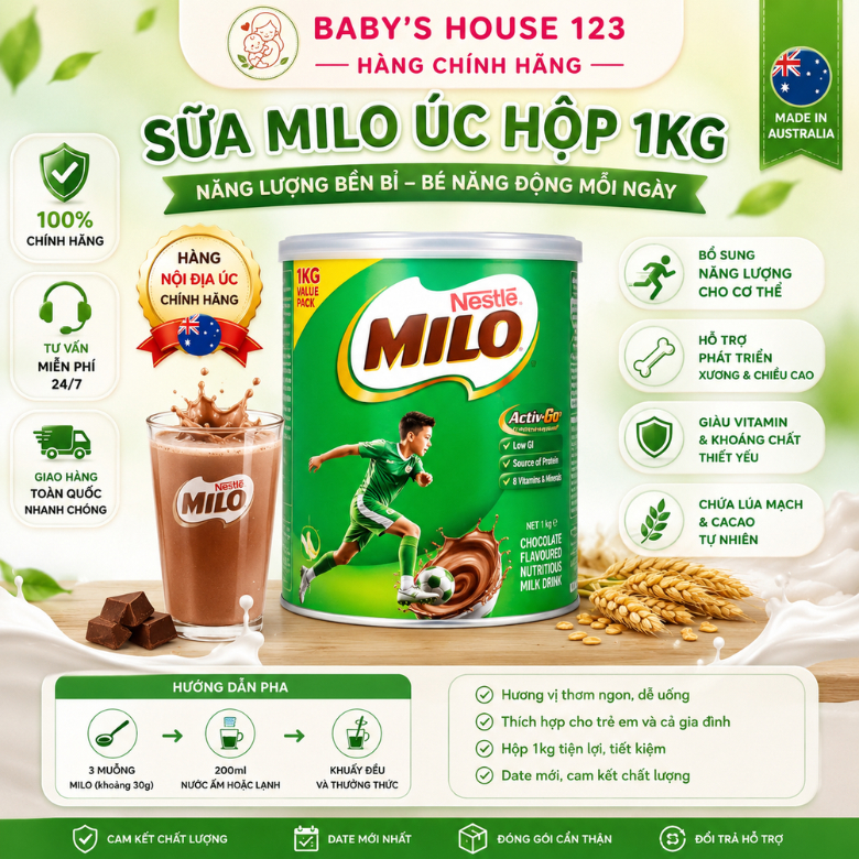 Sữa Milo Úc Hộp 1kg