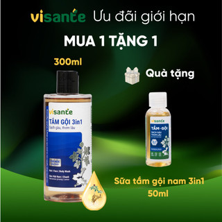 Sữa Tắm Gội Nam 3in1 Sạch Gàu, Hương Thơm Nam Tính VISANTE Từ Sâm Việt Nam 300ml