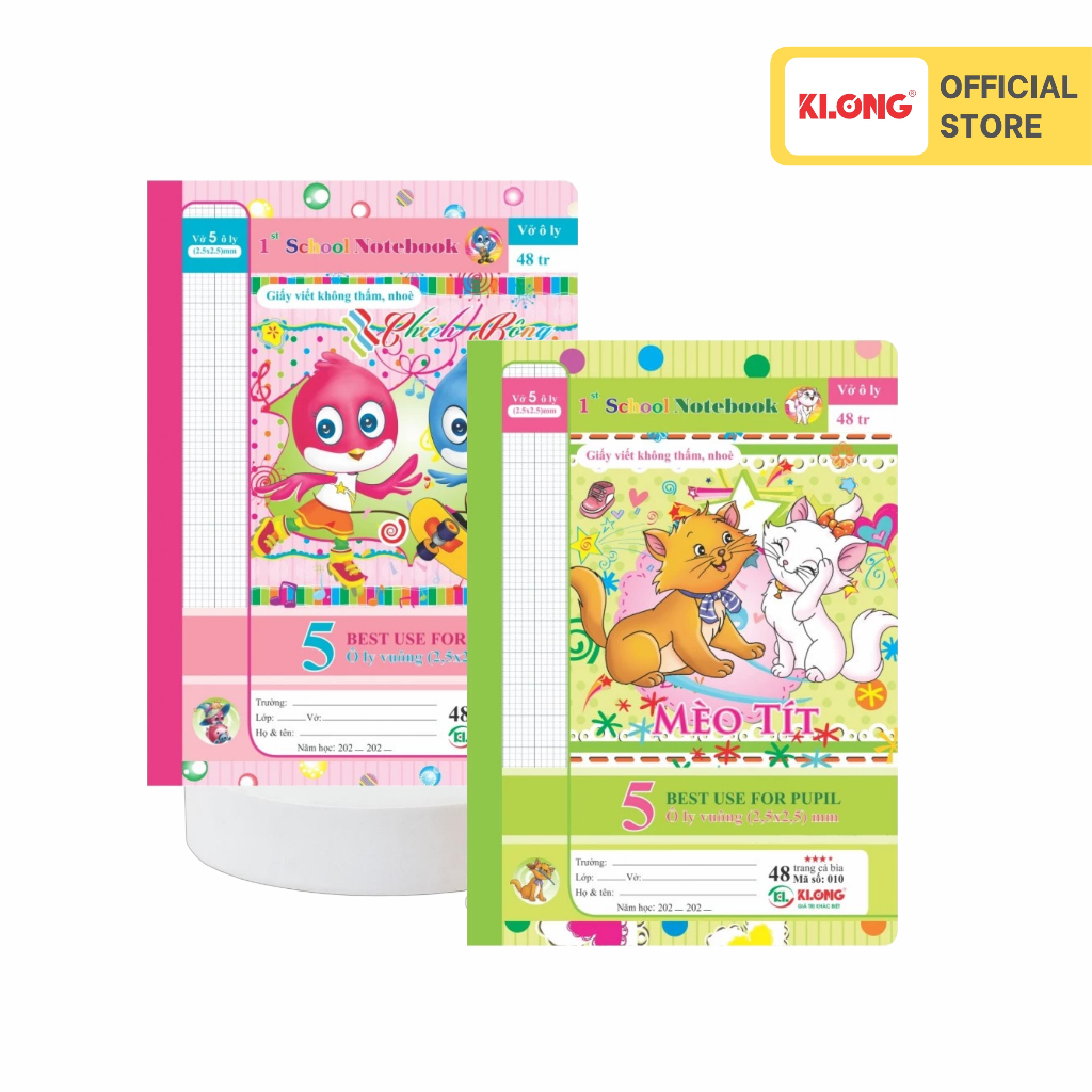 Vở 5 ô ly 1st School KLONG B5- 48 trang 70/92; MS: 010