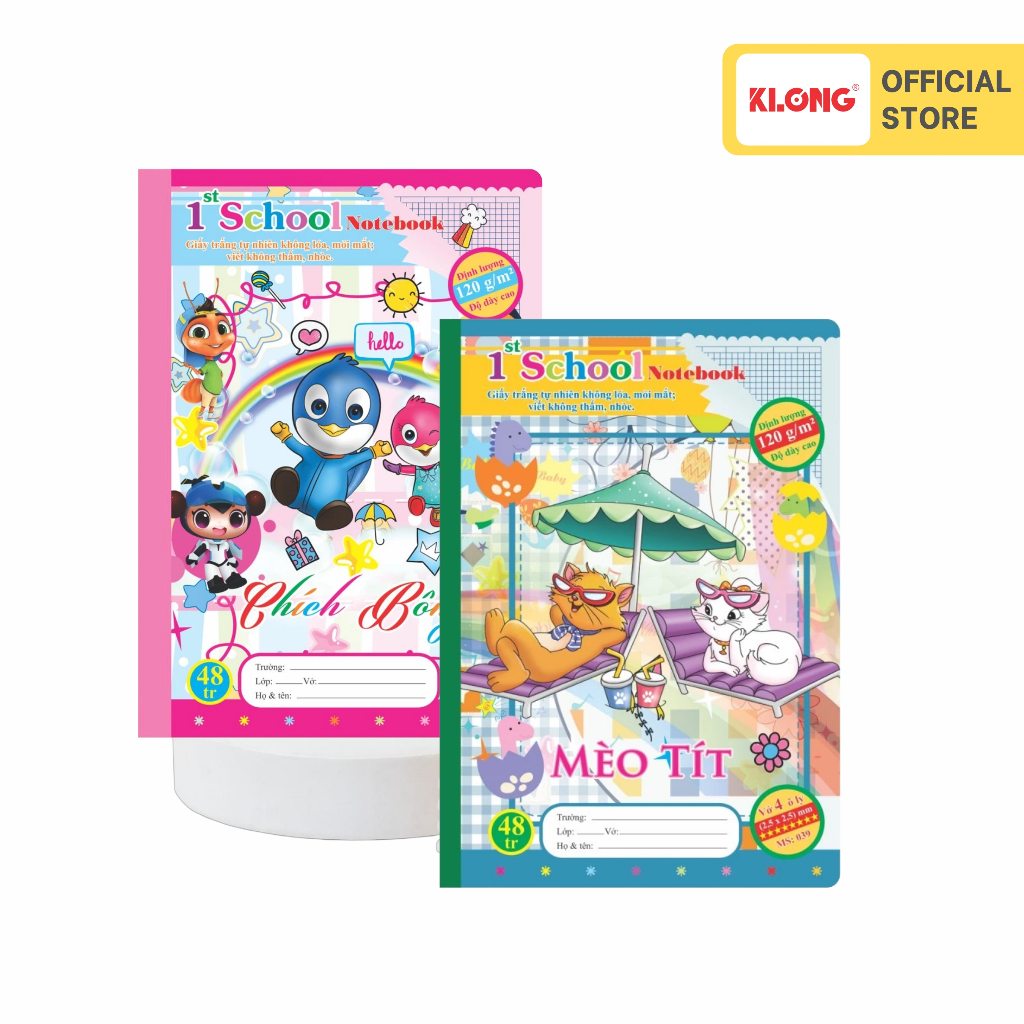 Vở 4 ô ly 1st School KLONG B5- 48 trang 120/76; MS: 039
