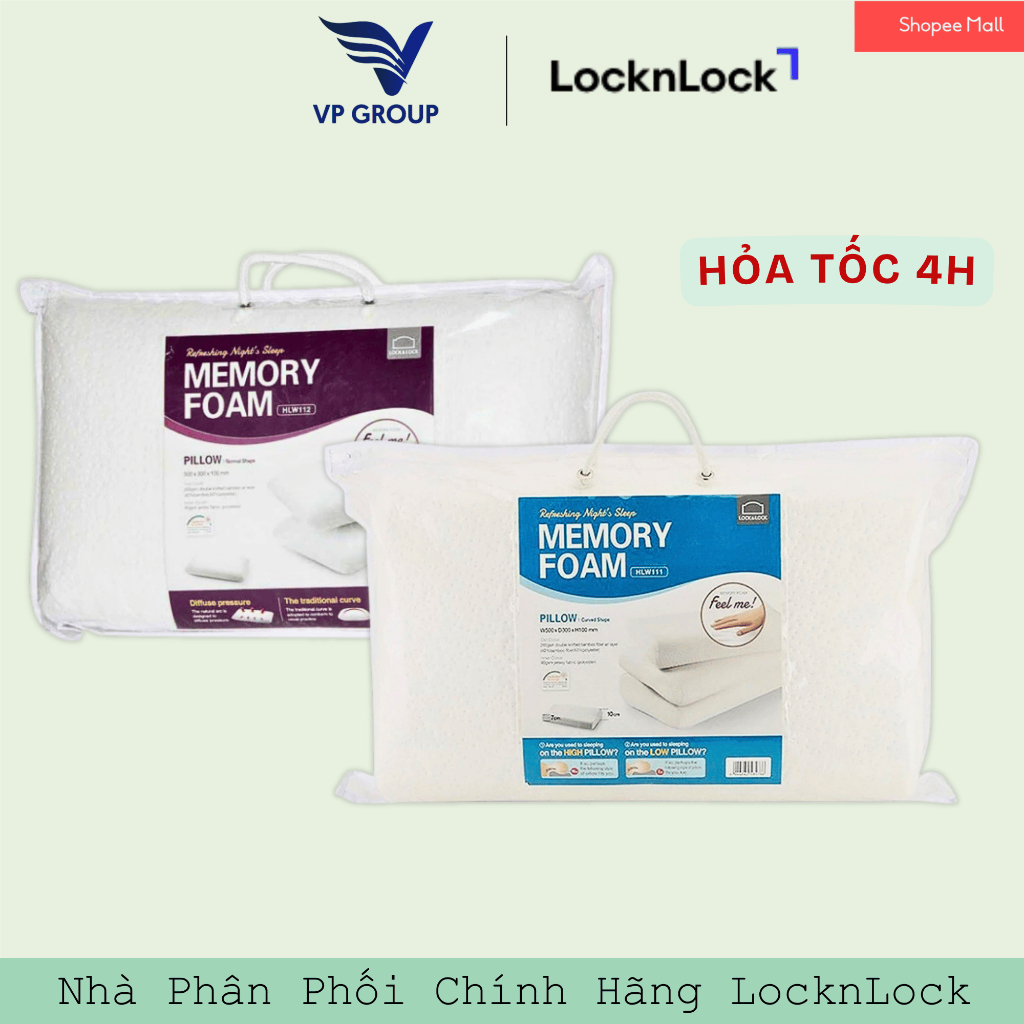 Gối Memory foam 50D 500*300*100mm, trọng lượng 550g - White - hình cong (HLW111)/ hình thường (HLW11