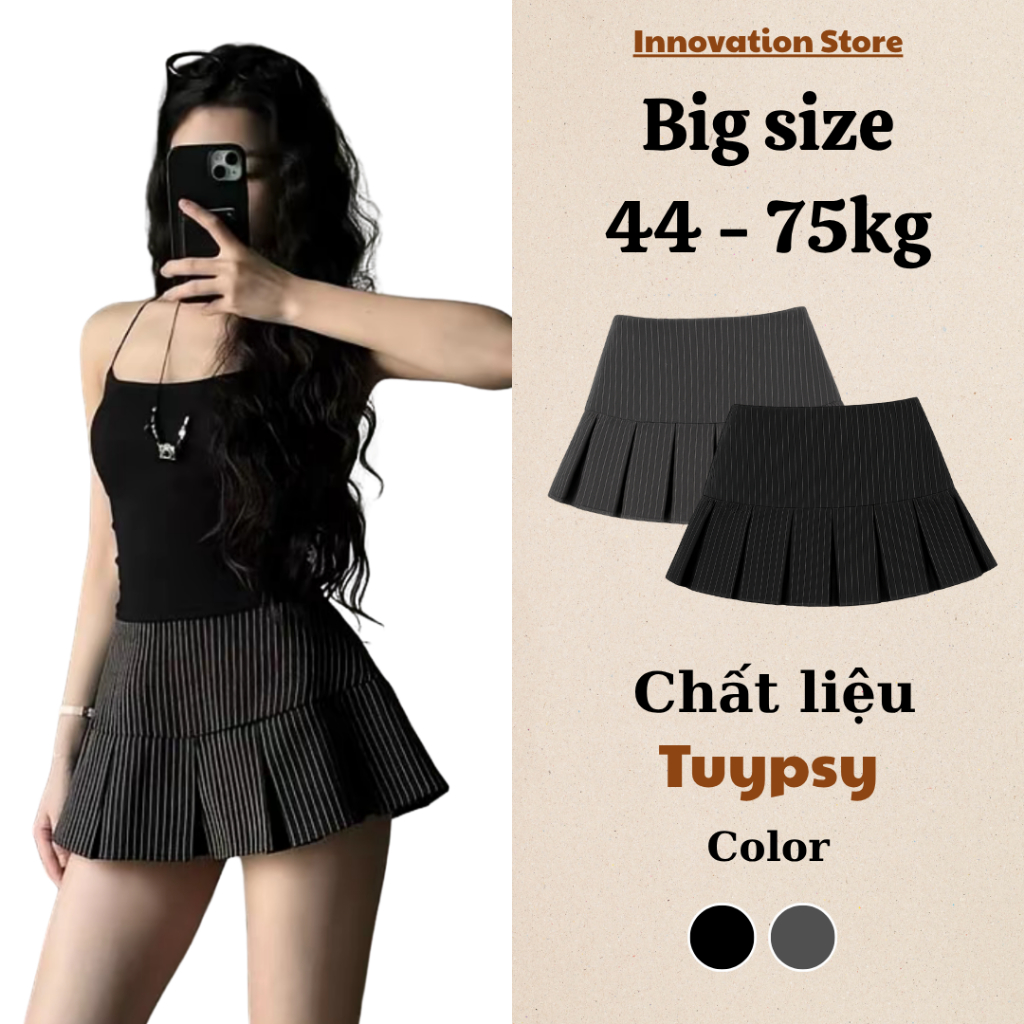 Chân Váy Kẻ Hack Dáng Form Xoè BIGSIZE Có Quần Bảo Hộ Đồng Chất Tuypsy 2 Lớp TA-035 | BigBuy360 - bigbuy360.vn