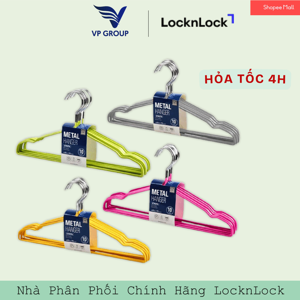 SET 10 MÓC TREO QUẦN ÁO LOCKNLOCK ETM376 - Hàng Chính Hãng (giao màu ngẫu nhiên)