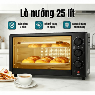 【🔥Giao hàng tại chỗ】Lò nướng điện gia đình 25L – Đa năng – Nướng bánh, nướng thịt – Dung tích lớn