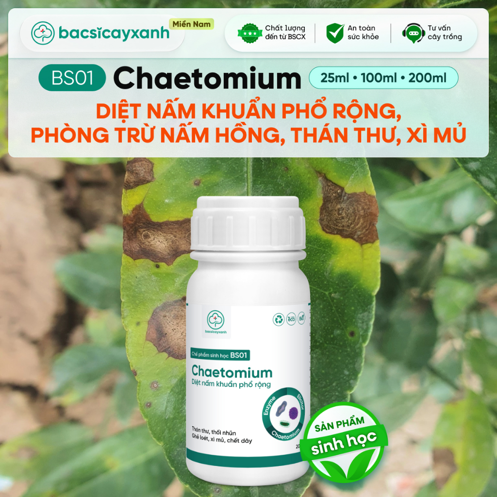 BS01 Chaetomium Trị Thán Thư Sương Mai Đốm Lá Thối Trái Rau Màu - Phòng Nấm Bệnh - Bác Sĩ Cây Xanh