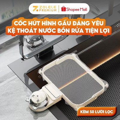Giá lưới lọc thức ăn thoát nước hình gấu hút chân không kèm 50 túi lọc lưới Zolele ABX026
