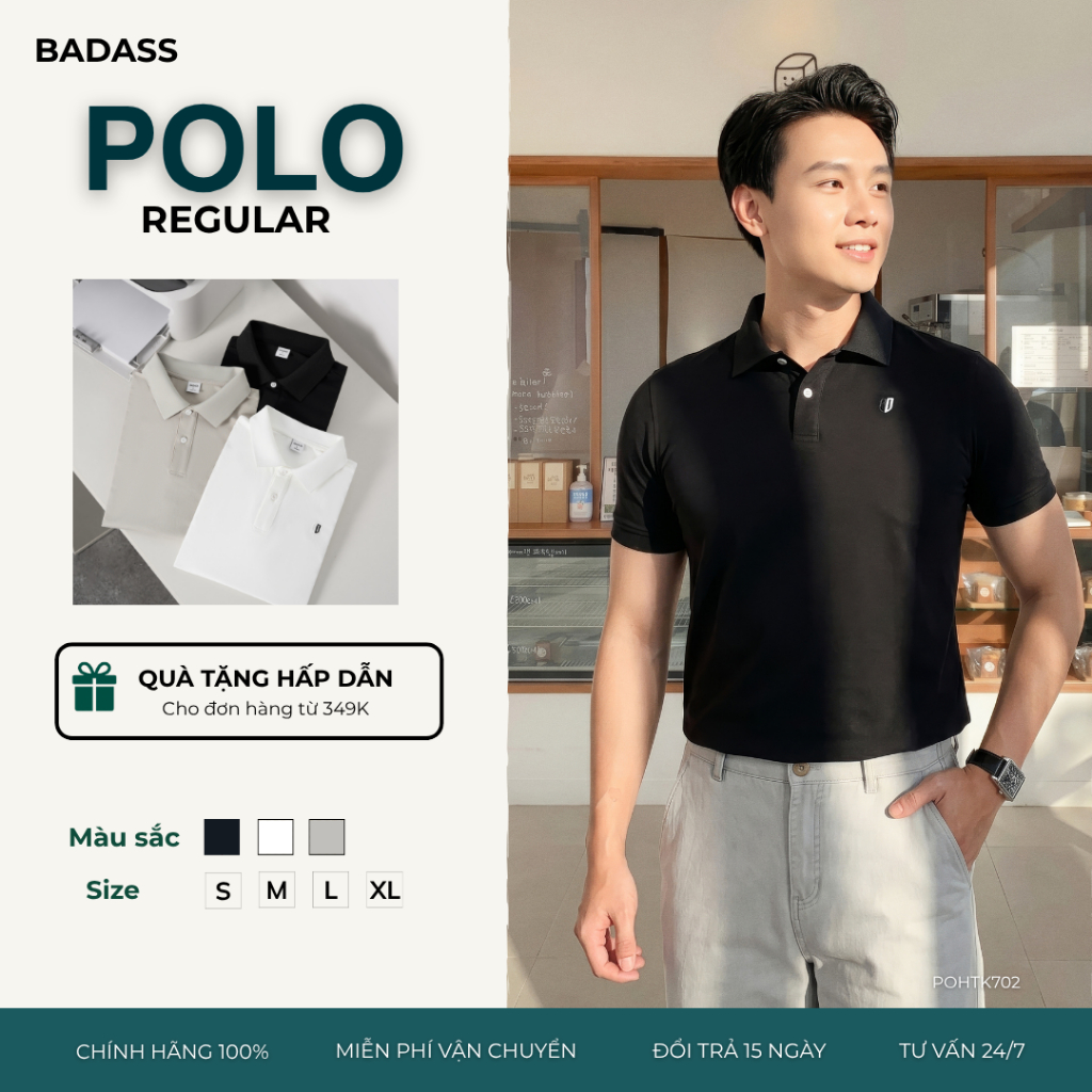 Áo Polo Nam BADASS Cổ Bẻ Cotton Mềm Mại Thoáng Khí Giữ Form Chuẩn, Phong Cách Trẻ Trung Lịch Sự - PO