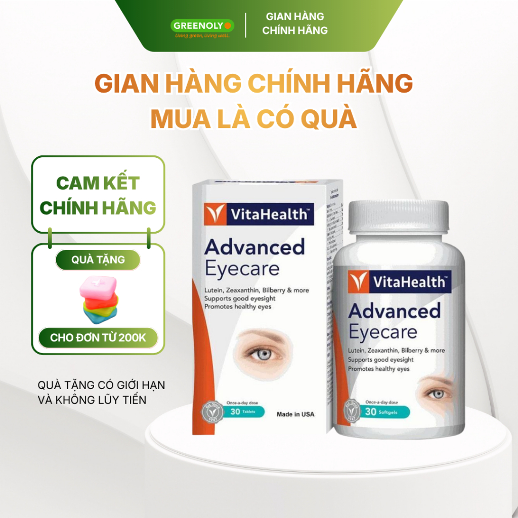Viên Uống VitaHealth Advanced Eyecare  Bổ Sung Vitamin A Và Các Dưỡng Chất Cho Mắt 30 Viên