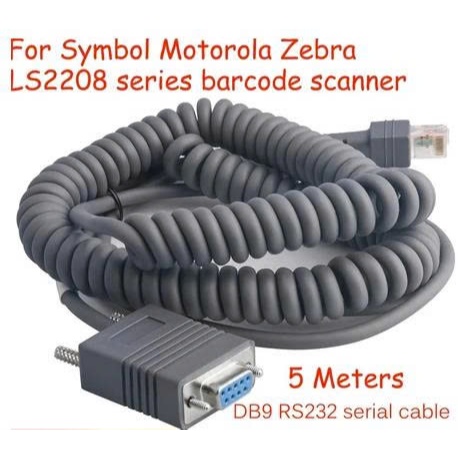 Dây cáp Zebra CBA-U21-S07ZBR xoăn lò xo 5m - Cáp USB cho máy Symbol Zebra Motorola LS2208, DS2208,