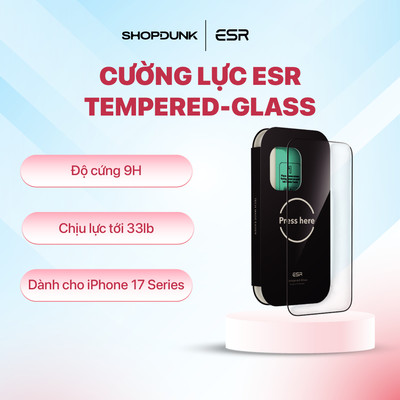 Miếng dán cường lực ESR Tempered-Glass cho iPhone 17 / iPhone 17 Pro / iPhone 17 Pro Max / iPhone Air