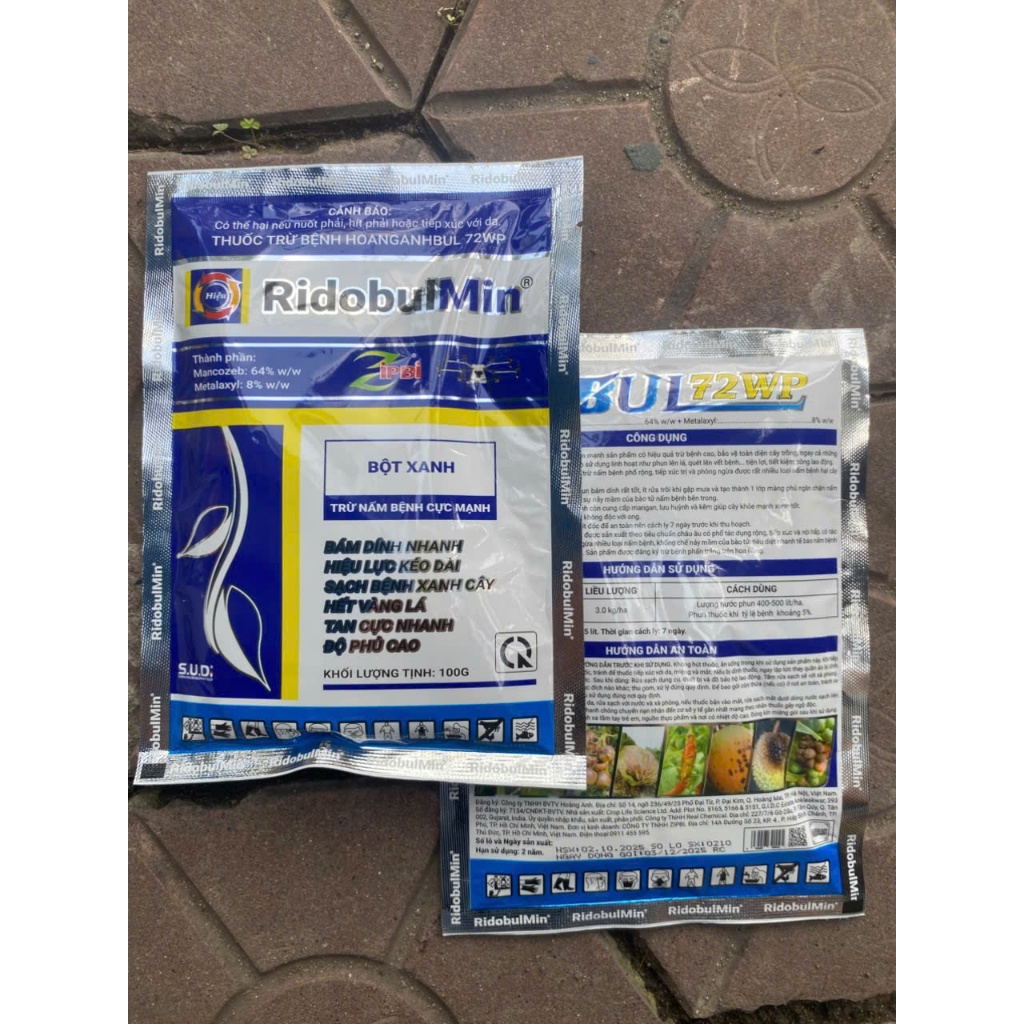Nấm bệnh RIDOBULMIN 100gr kết hợp của Mancozeb và Metalaxyl