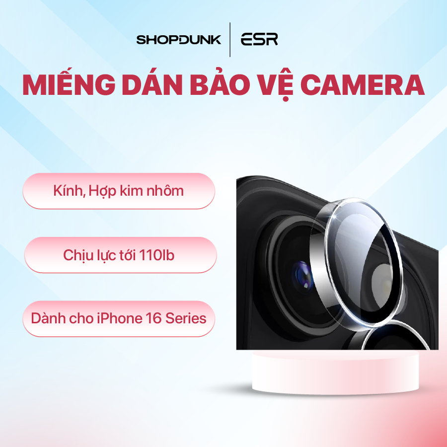 Miếng dán bảo vệ camera ESR cho iPhone 16 / iPhone 16 Plus / iPhone 16 Pro / iPhone 16 Pro Max