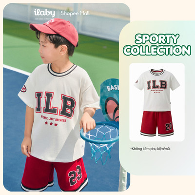 Bộ quần áo thể thao cho bé trai ILABY phong cách bóng rổ năng động chất liệu cotton 4 chiều [4027]