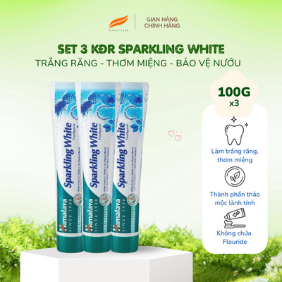Set 3 kem đánh răng giúp trắng răng thơm miệng Himalaya Sparkling White 100g/ sản phẩm