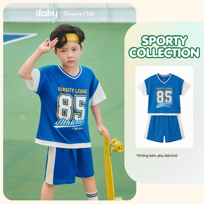 Bộ quần áo thể thao bé trai ILABY phong cách Varsity năng động chất liệu vải lưới thoáng khí [4032]