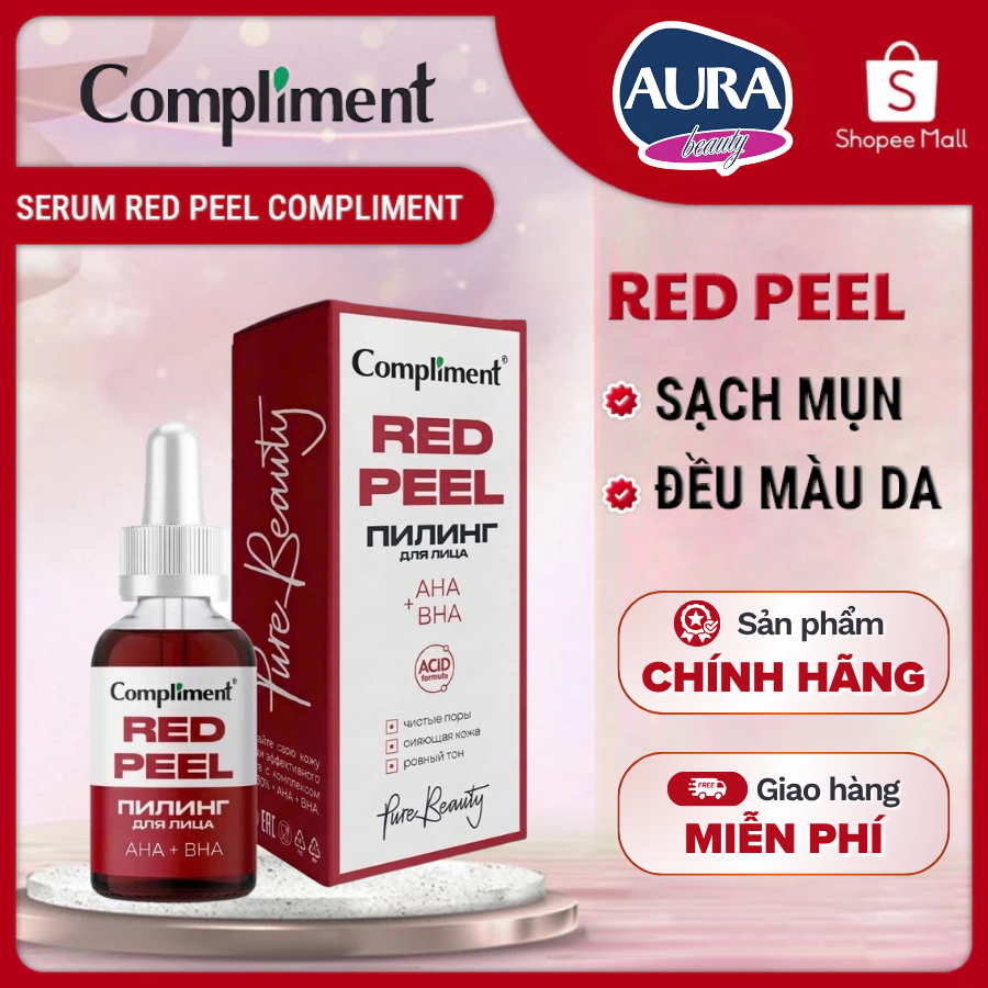 Serum Red Peel Compliment Facial peeling AHA - BHA Tẩy Tế Bào Chết, Sạch Mụn Ẩn Không Bong Tróc 27ml