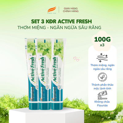 Set 3 kem đánh răng giúp hơi thở thơm mát Himalaya Active Fresh 100g/ sản phẩm