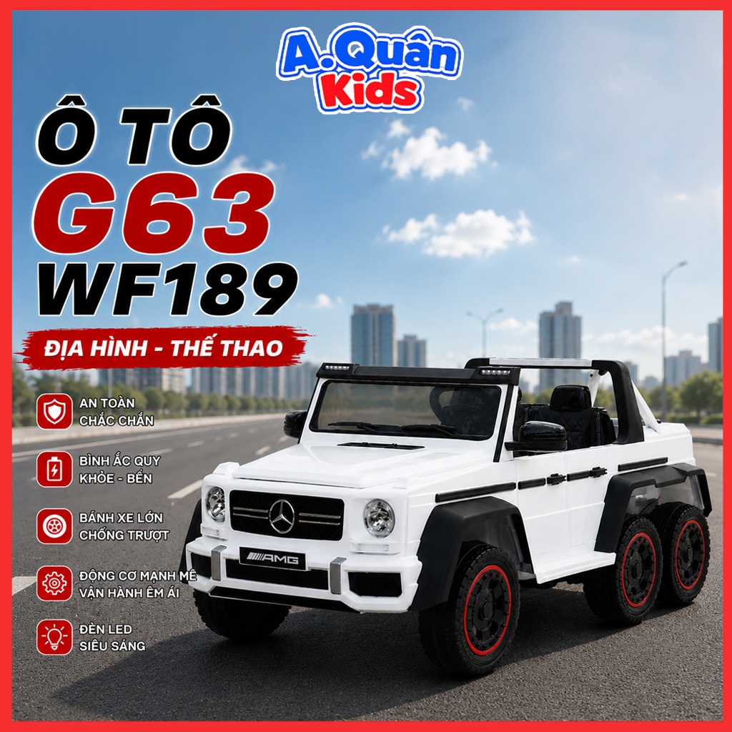 Xe ô tô điện trẻ em siêu xe G63 AMG  WF189 6 bánh cho bé trọng tải siêu khủng Anh quân Kids