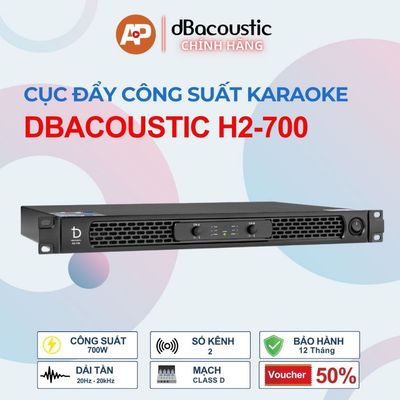 Đẩy Công Suất DBacoustic H2-700 - Công suất 700W - 2 kênh - Nhỏ Gọn - Mạch Class D - Chính Hãng