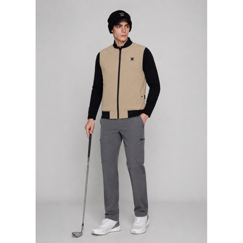 Áo Gile Golf Nam Anew Golf FA Signature MA-1 Vest – Beige