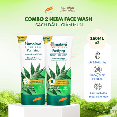[KOL x Himalaya] Combo 2 sữa rửa mặt lá neem giảm mụn, dịu nhẹ cho da Himalaya Purifying Neem Face Wash 150ml/chai