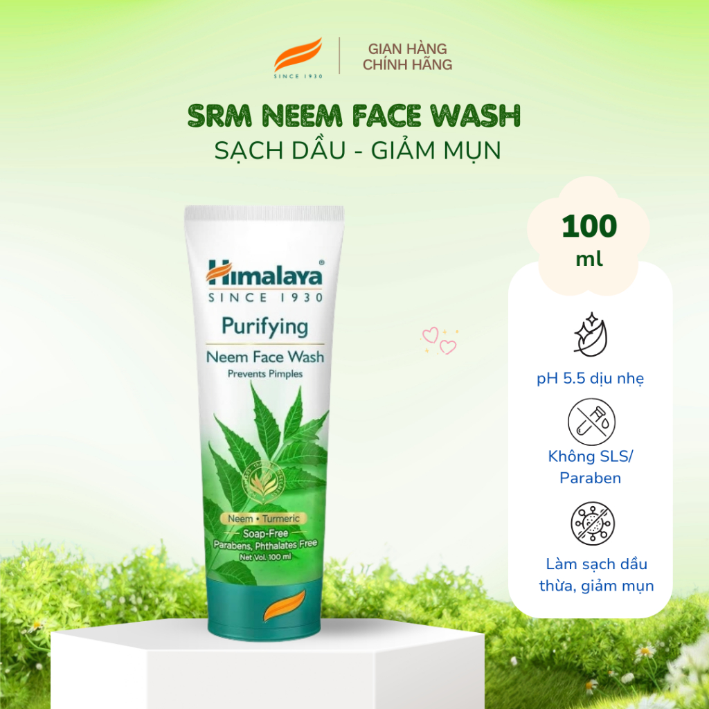 Sữa rửa mặt giảm mụn mờ thâm và sạch dầu thừa Himalaya Purifying Neem Face Wash 100ml