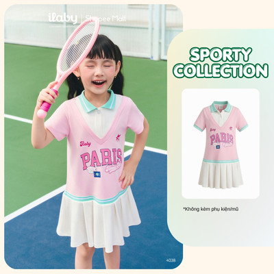 [ILABY 10-40kg] Váy thể thao bé gái thiết kế cổ polo phối chân váy xếp ly phong cách tennis [4038]